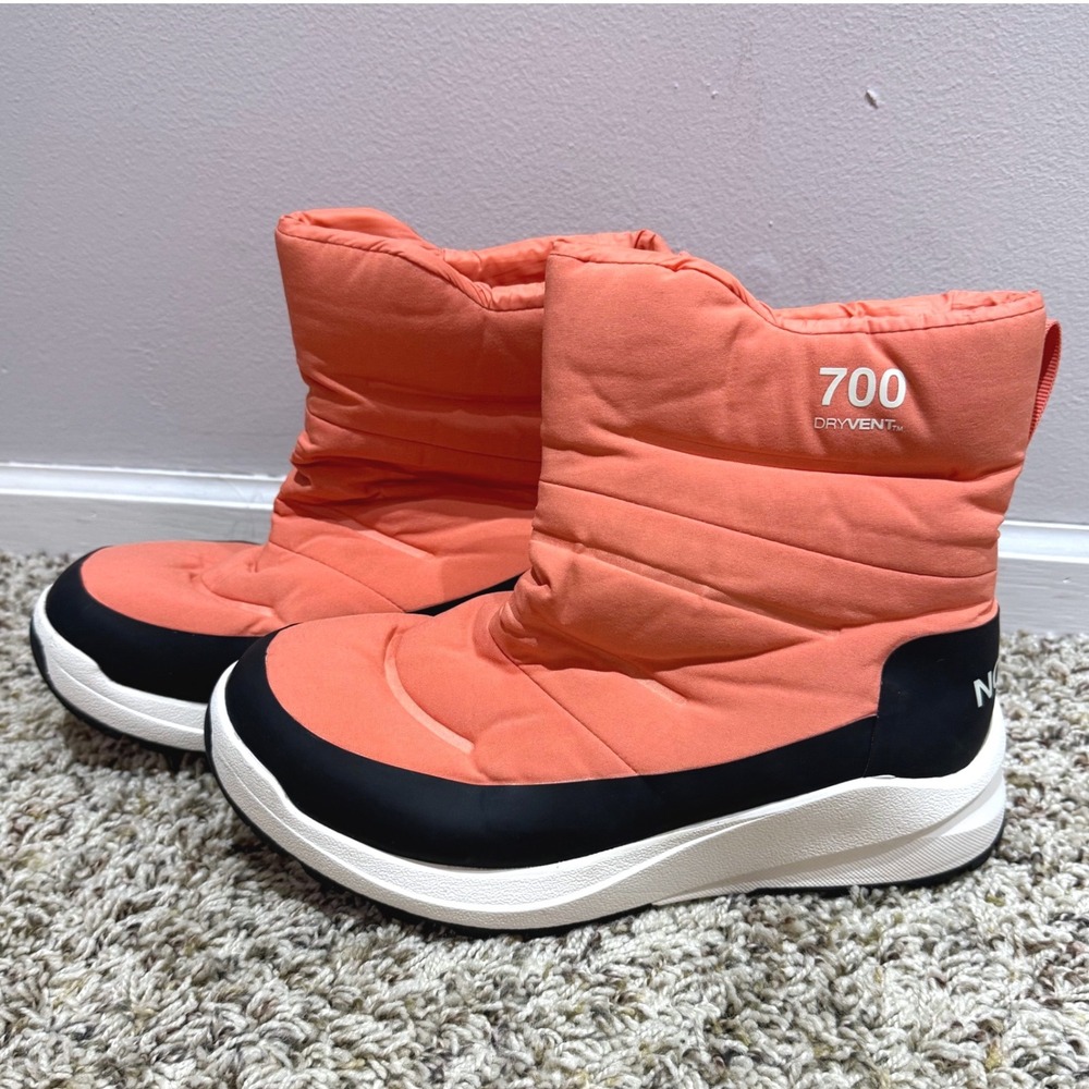 The North Face Nuptse Apres Bootie 700 Down Coral Black NF0A5G2I Womens 9